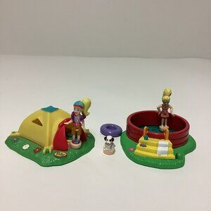 Polly Pocket 1998 Action Park Lot Complete Tent Play Set & Partial Pool Set HTF